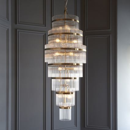 Endon 112793 - Candeeiro suspenso MARIETTA GRAND 21xE14/6W/230V latão/transparente