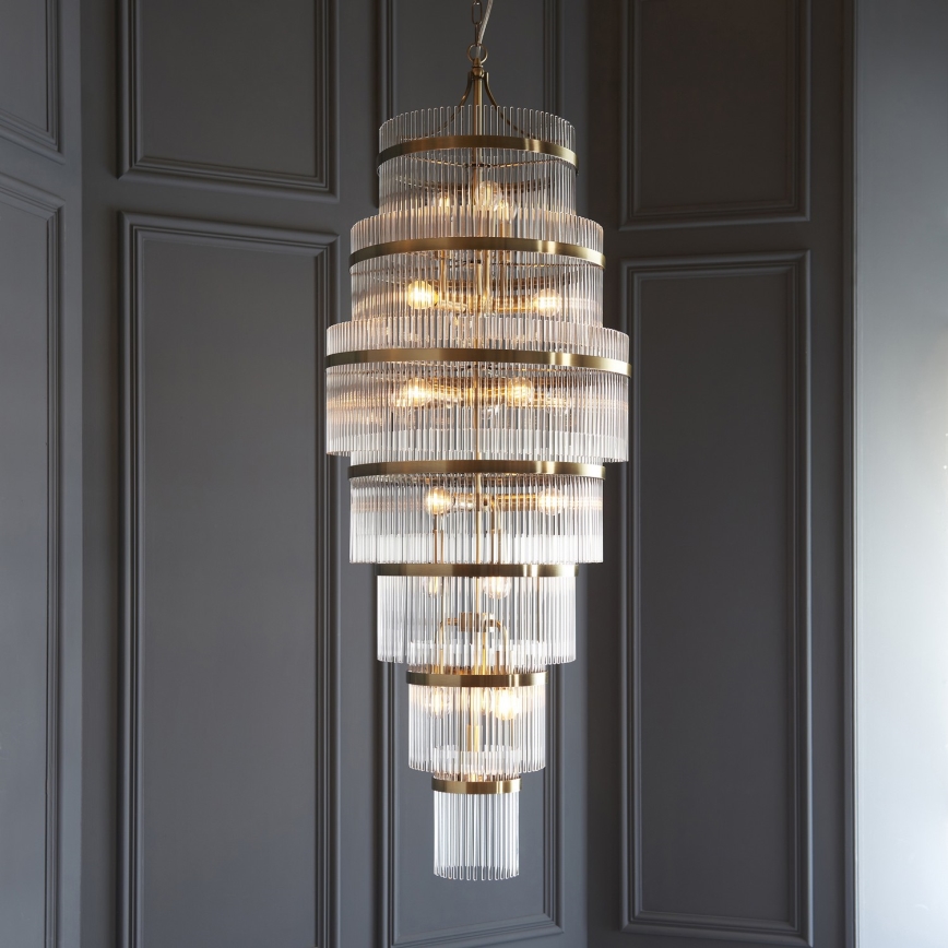 Endon 112793 - Candeeiro suspenso MARIETTA GRAND 21xE14/6W/230V latão/transparente