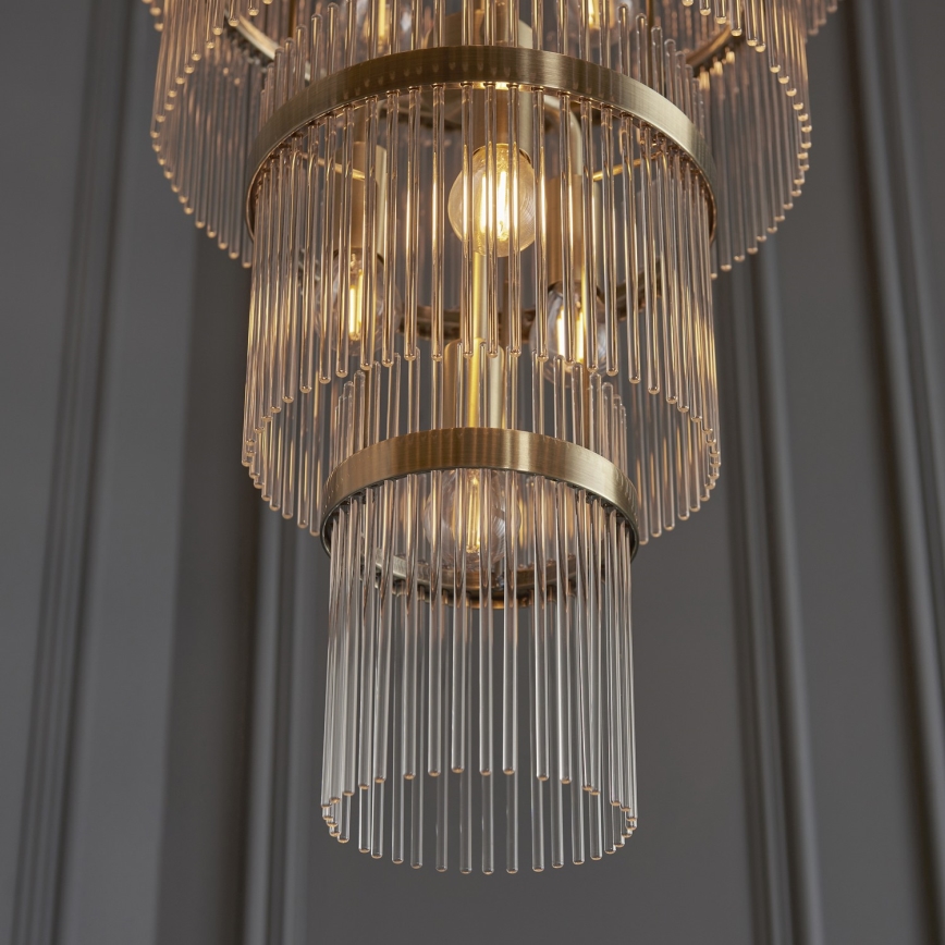 Endon 112793 - Candeeiro suspenso MARIETTA GRAND 21xE14/6W/230V latão/transparente