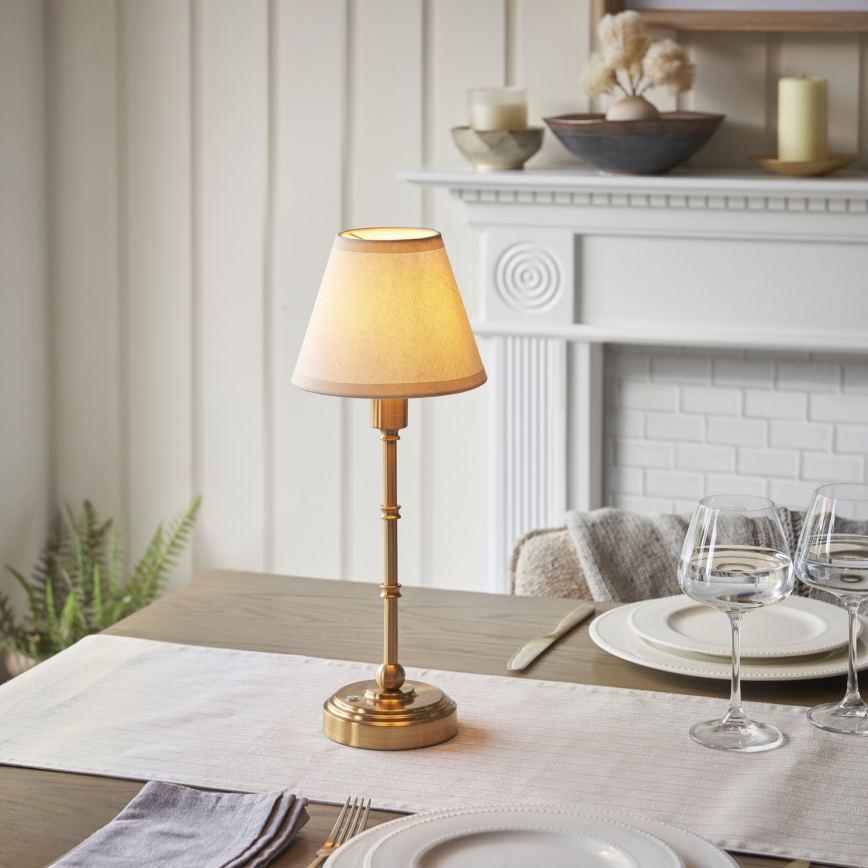 Endon 114811 - Candeeiro de mesa recarregável LED dimável BURLEY LED/1,5W/5V 3600 mAh latão/branco