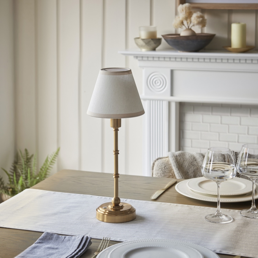 Endon 114811 - Candeeiro de mesa recarregável LED dimável BURLEY LED/1,5W/5V 3600 mAh latão/branco