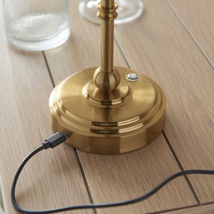 Endon 114811 - Candeeiro de mesa recarregável LED dimável BURLEY LED/1,5W/5V 3600 mAh latão/branco