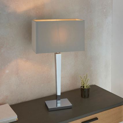 Endon 56707 - Candeeiro de mesa MORETO 1xE27/60W/230V cromado brilhante/cinzento