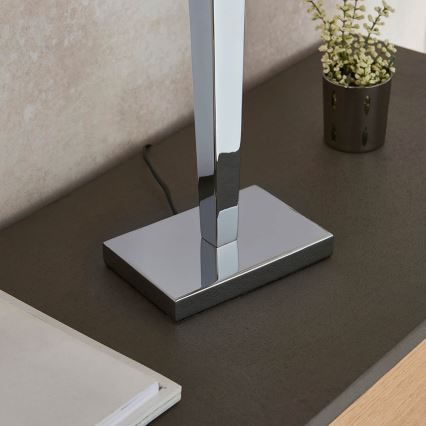 Endon 56707 - Candeeiro de mesa MORETO 1xE27/60W/230V cromado brilhante/cinzento