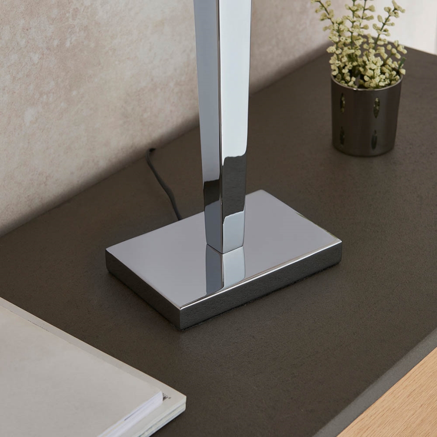 Endon 56707 - Candeeiro de mesa MORETO 1xE27/60W/230V cromado brilhante/cinzento