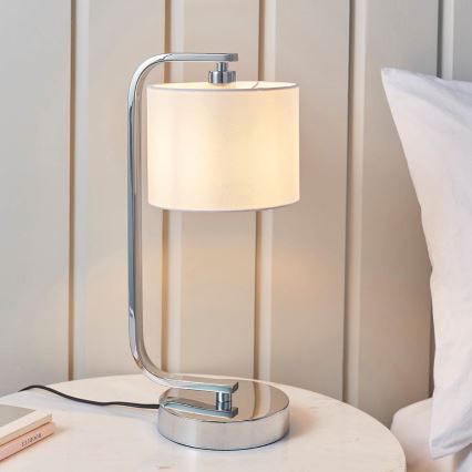 Endon 57917 - Lâmpada de mesa regulável CANNING 1xE14/40W/230V cromado brilhante/branco