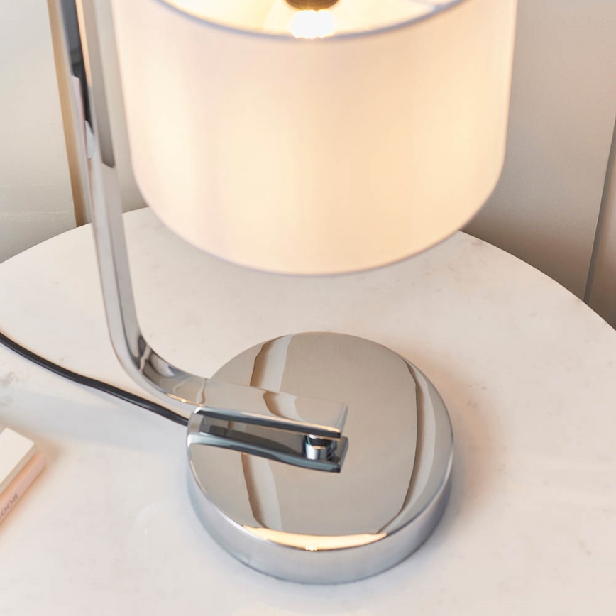 Endon 57917 - Lâmpada de mesa regulável CANNING 1xE14/40W/230V cromado brilhante/branco