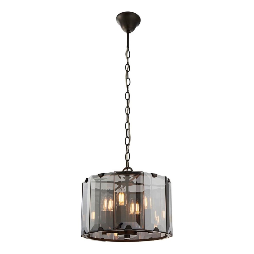 Endon 61281 - Lustre suspenso por corrente CLOONEY 4xE14/40W/230V preto/fumê