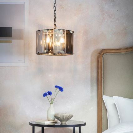 Endon 61281 - Lustre suspenso por corrente CLOONEY 4xE14/40W/230V preto/fumê