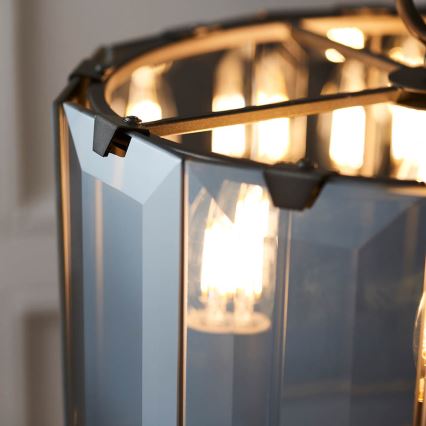 Endon 61281 - Lustre suspenso por corrente CLOONEY 4xE14/40W/230V preto/fumê
