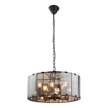 Endon 61294 - Candeeiro suspenso CLOONEY 8xE14/40W/230V preto/fumado