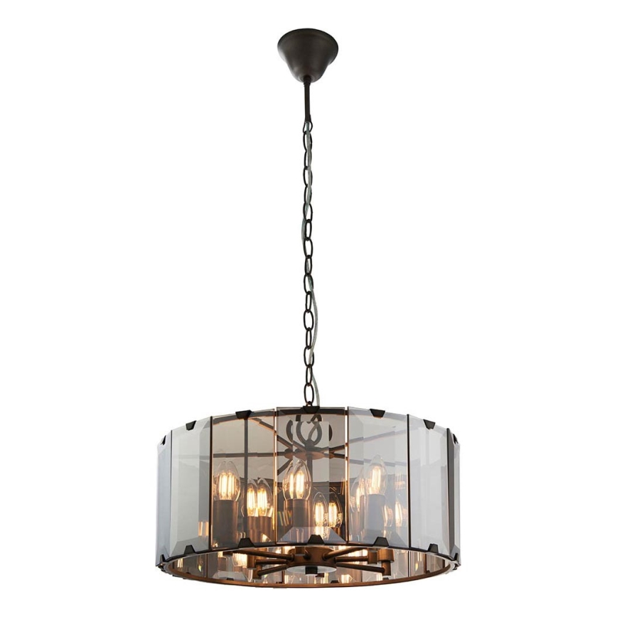 Endon 61294 - Candeeiro suspenso CLOONEY 8xE14/40W/230V preto/fumado