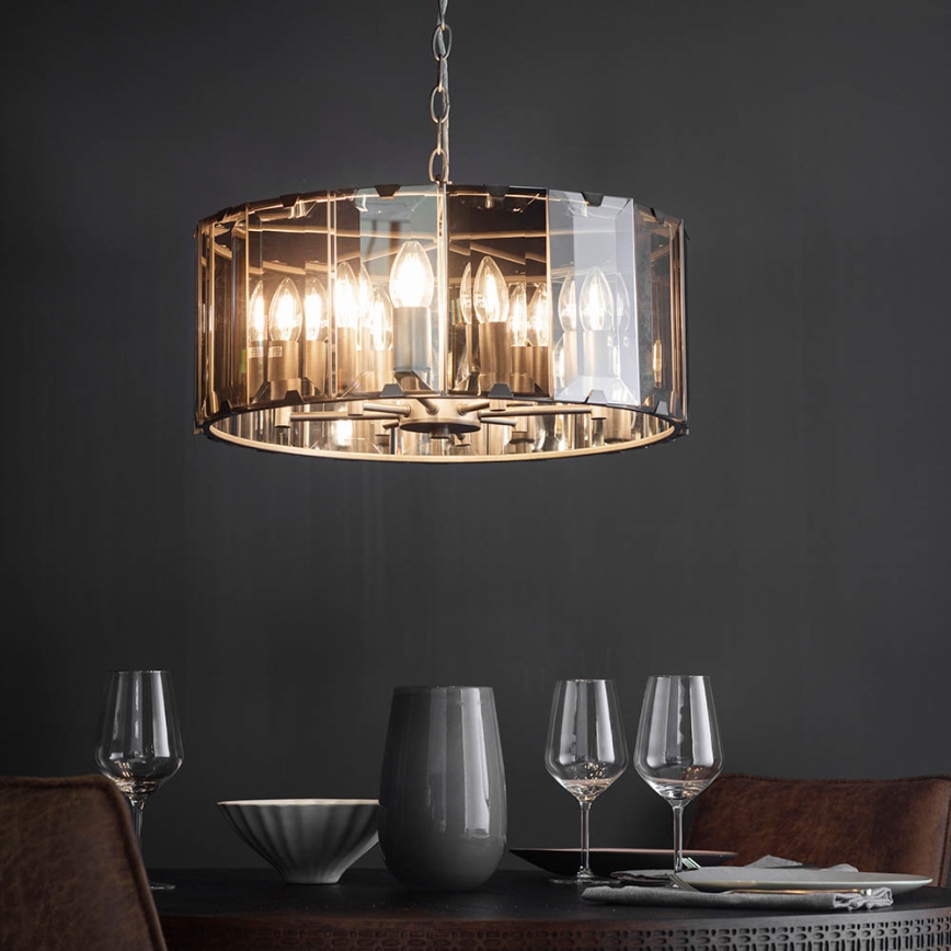 Endon 61294 - Candeeiro suspenso CLOONEY 8xE14/40W/230V preto/fumado
