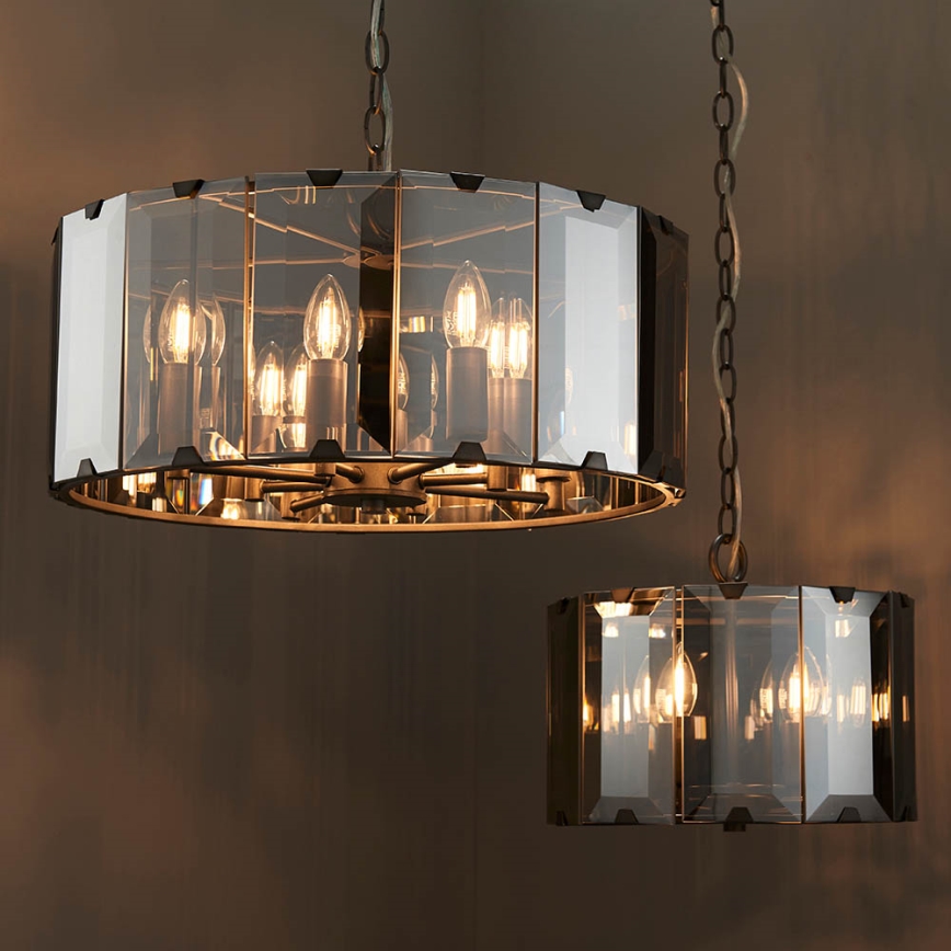 Endon 61294 - Candeeiro suspenso CLOONEY 8xE14/40W/230V preto/fumado