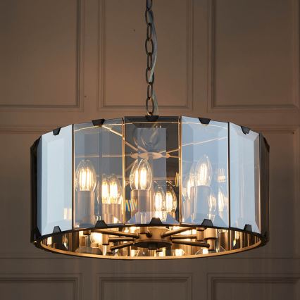 Endon 61294 - Candeeiro suspenso CLOONEY 8xE14/40W/230V preto/fumado