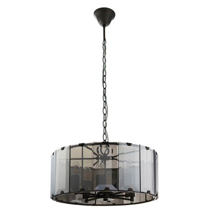 Endon 61294 - Candeeiro suspenso CLOONEY 8xE14/40W/230V preto/fumado