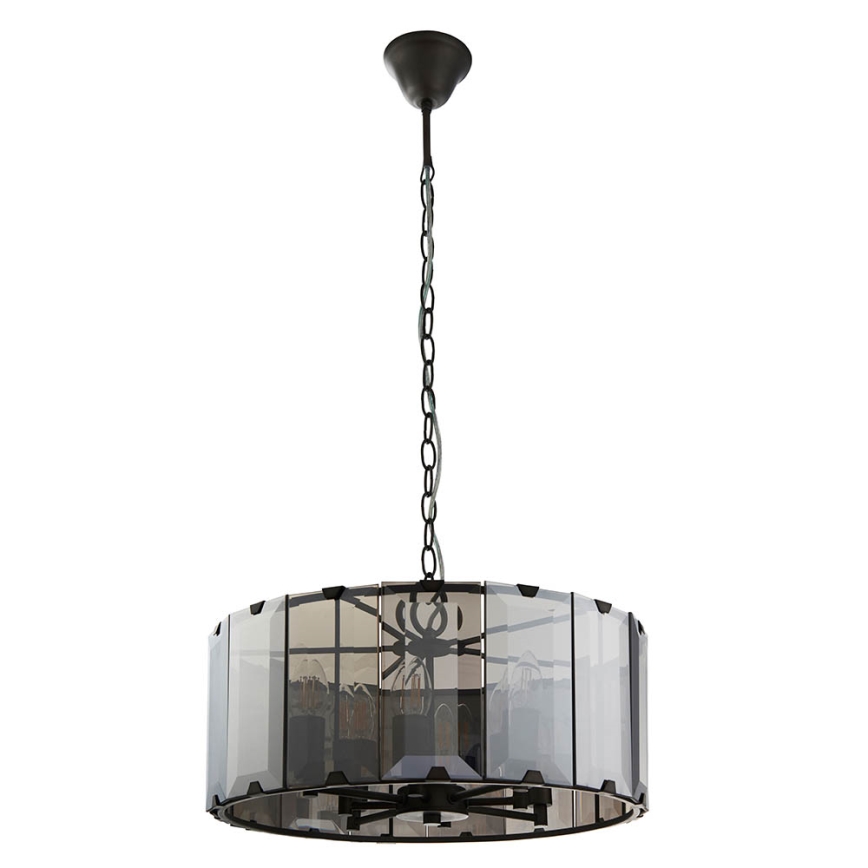 Endon 61294 - Candeeiro suspenso CLOONEY 8xE14/40W/230V preto/fumado