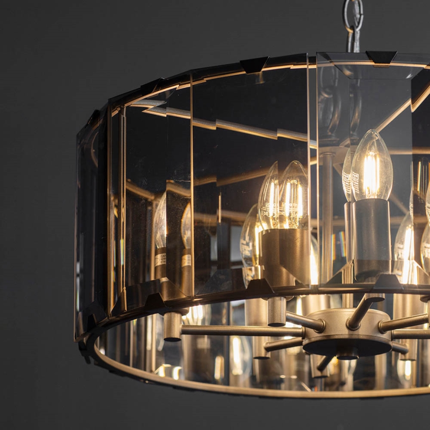 Endon 61294 - Candeeiro suspenso CLOONEY 8xE14/40W/230V preto/fumado