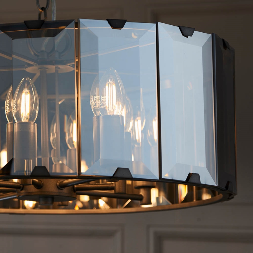 Endon 61294 - Candeeiro suspenso CLOONEY 8xE14/40W/230V preto/fumado