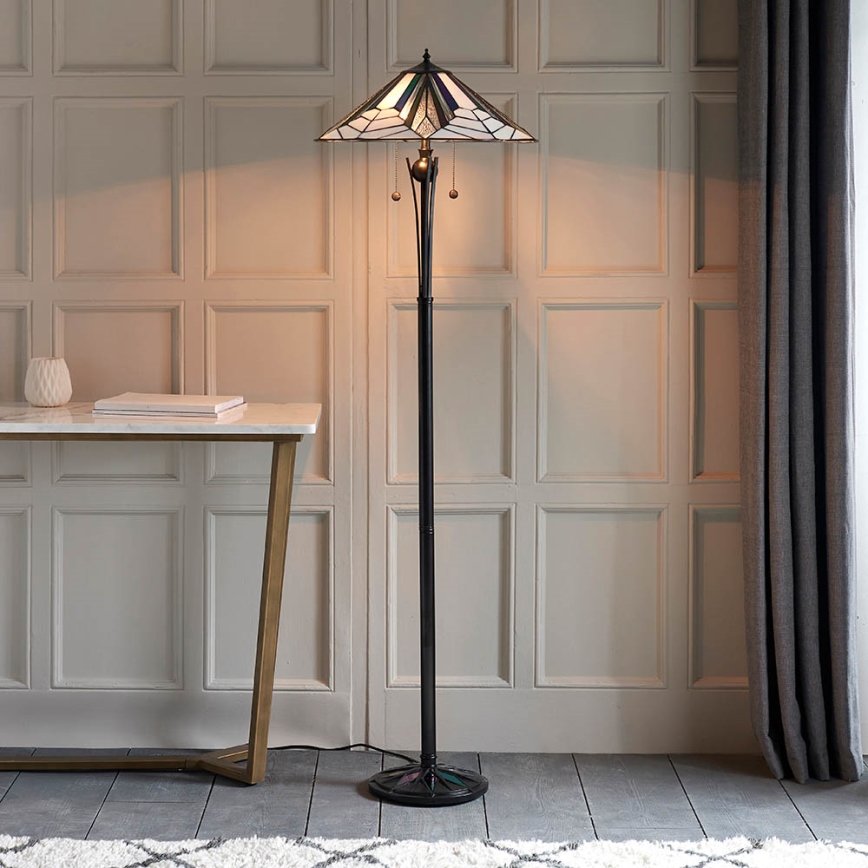 Endon 63934 - Candeeiro de chão ASTORIA 2xE27/60W/230V diâmetro 48 cm