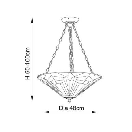 Endon 63936 - Candeeiro suspenso ASTORIA 3xE27/60W/230V diâmetro 48 cm