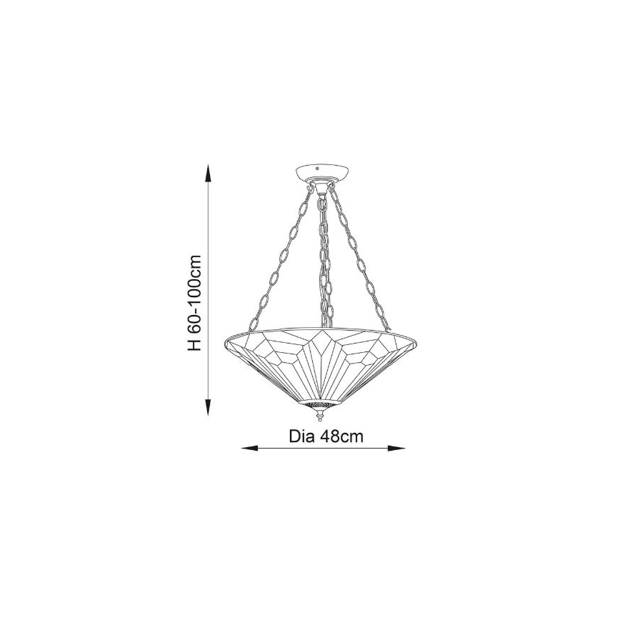 Endon 63936 - Candeeiro suspenso ASTORIA 3xE27/60W/230V diâmetro 48 cm