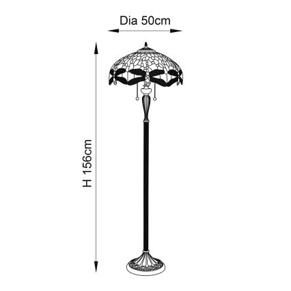 Endon 64069 - Candeeiro de chão LIBÉLULA 2xE27/60W/230V diâmetro 50 cm