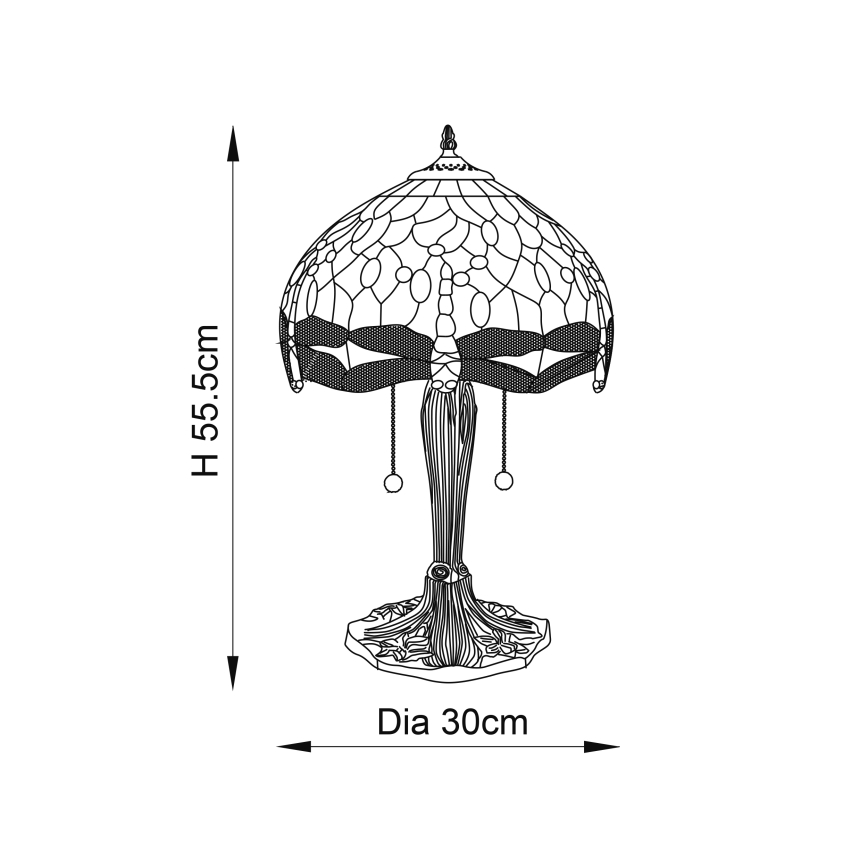 Endon 64086 - Candeeiro de mesa LIBÉLULA 2xE27/60W/230V diâmetro 30 cm