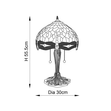 Endon 64090 - Candeeiro de mesa DRAGONFLY 2xE27/60W/230V Ø 30 cm