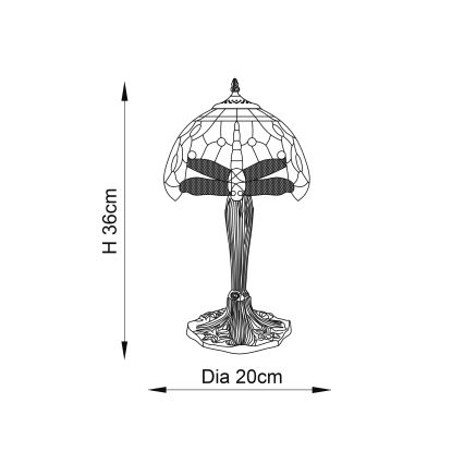 Endon 64091 - Candeeiro de mesa LIBÉLULA 1xE14/40W/230V diâmetro 20 cm
