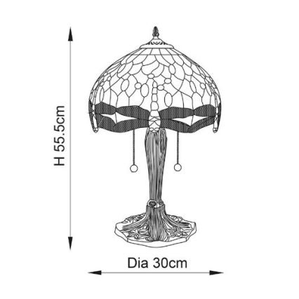 Endon 64092 - Candeeiro de mesa DRAGONFLY 2xE27/60W/230V Ø 30 cm