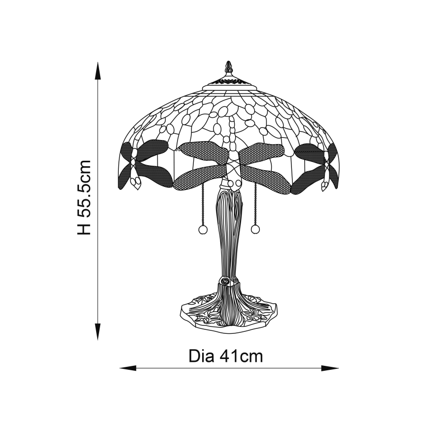 Endon 64093 - Candeeiro de mesa DRAGONFLY 2xE27/60W/230V Ø 41 cm