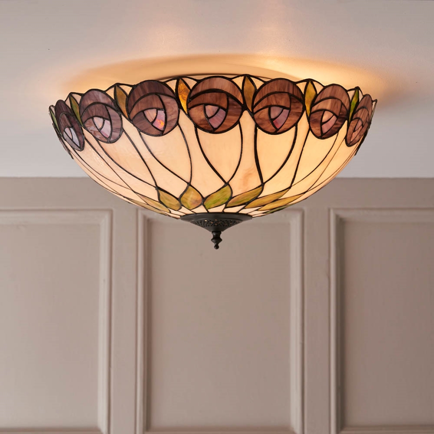 Endon 64173 - Iluminação de teto HUTCHINSON 2xE27/60W/230V diâmetro 50 cm