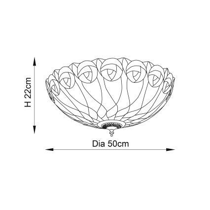 Endon 64173 - Iluminação de teto HUTCHINSON 2xE27/60W/230V diâmetro 50 cm