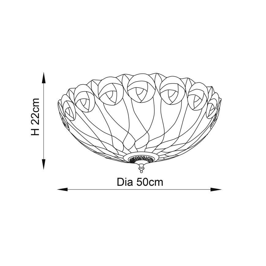 Endon 64173 - Iluminação de teto HUTCHINSON 2xE27/60W/230V diâmetro 50 cm