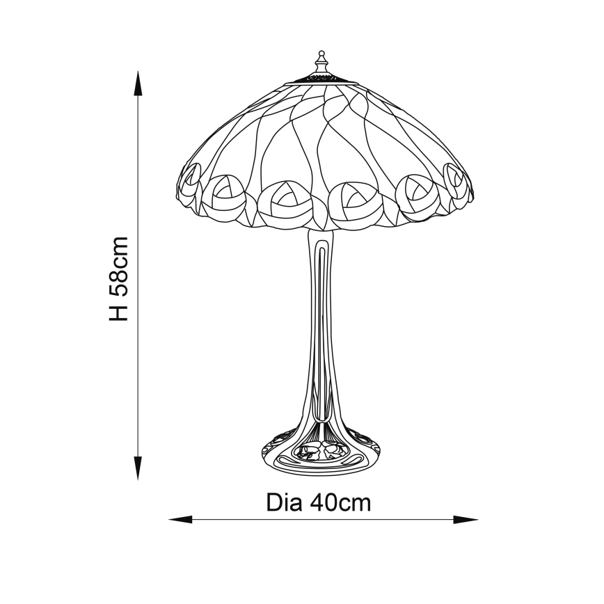Endon 64177 - Candeeiro de mesa HUTCHINSON 1xE27/60W/230V diâmetro 40 cm