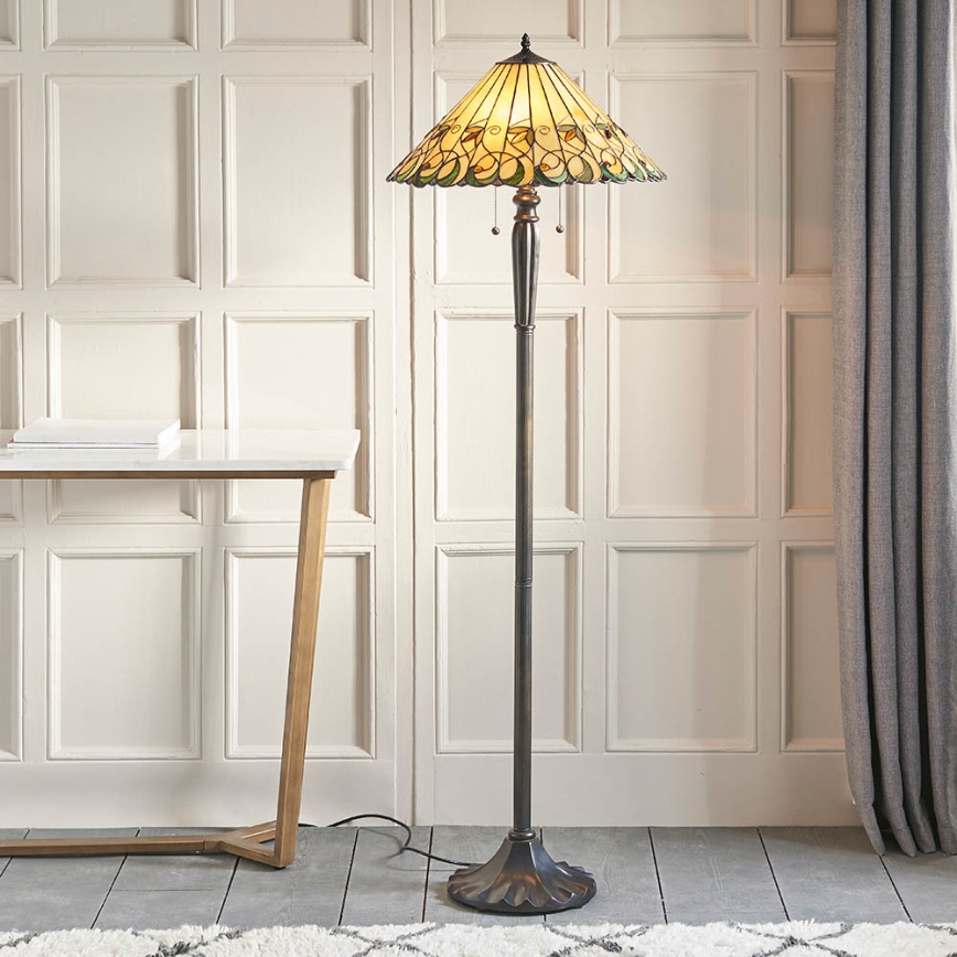 Endon 64192 - Candeeiro de pé JAMELIA 2xE27/60W/230V diâmetro 50 cm