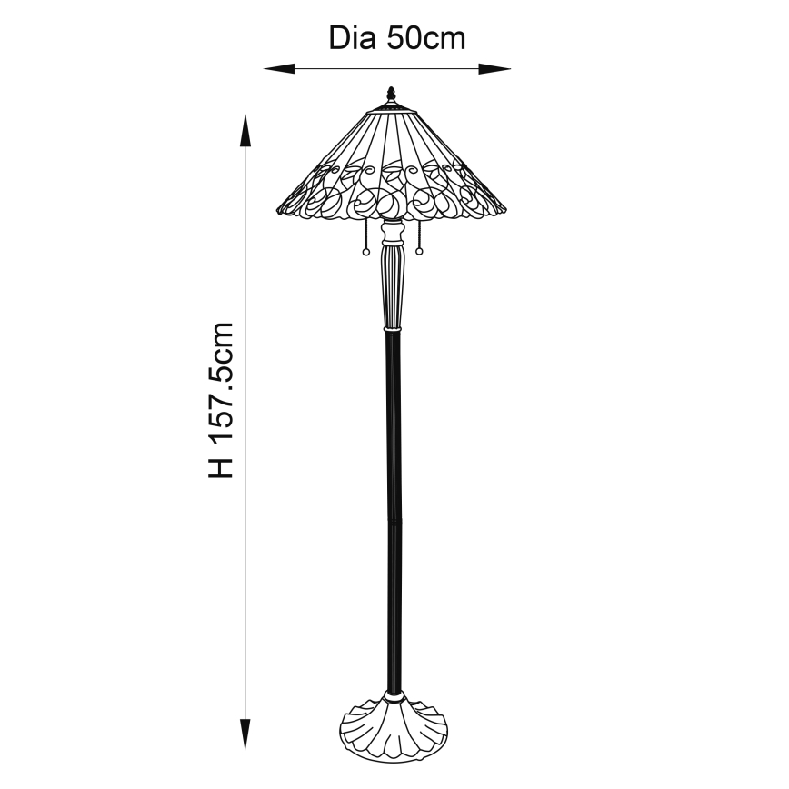 Endon 64192 - Candeeiro de pé JAMELIA 2xE27/60W/230V diâmetro 50 cm