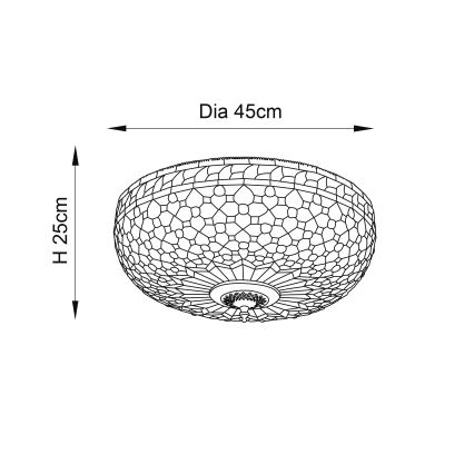 Endon 64276 - Iluminação de teto MILLE FEUX 2xE27/60W/230V diâmetro 45 cm