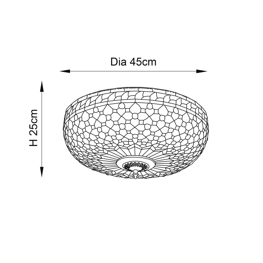 Endon 64276 - Iluminação de teto MILLE FEUX 2xE27/60W/230V diâmetro 45 cm