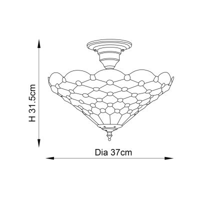 Endon 64300 - Candeeiro integrado PEARL 3xE27/60W/230V diâmetro 37 cm