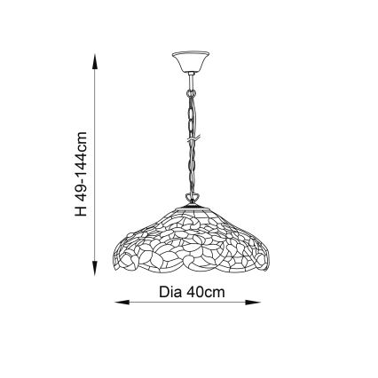 Endon 64325 - Lustre com corrente SULLIVAN 1xE27/60W/230V, diâmetro 40 cm