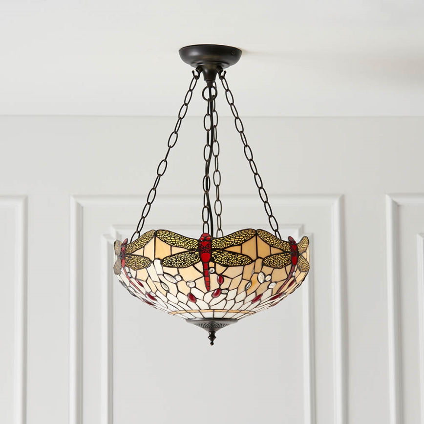 Endon 70759 - Lustre suspenso com corrente DRAGONFLY 3xE27/60W/230V, diâmetro 41 cm