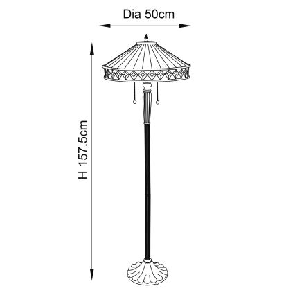 Endon 70936 - Candeeiro de pé FARGO 2xE27/60W/230V Ø 50 cm