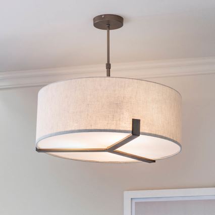 Endon 72635 - Candeeiro suspenso HAYFIELD 3xE27/40W/230V cromado mate/cinzento