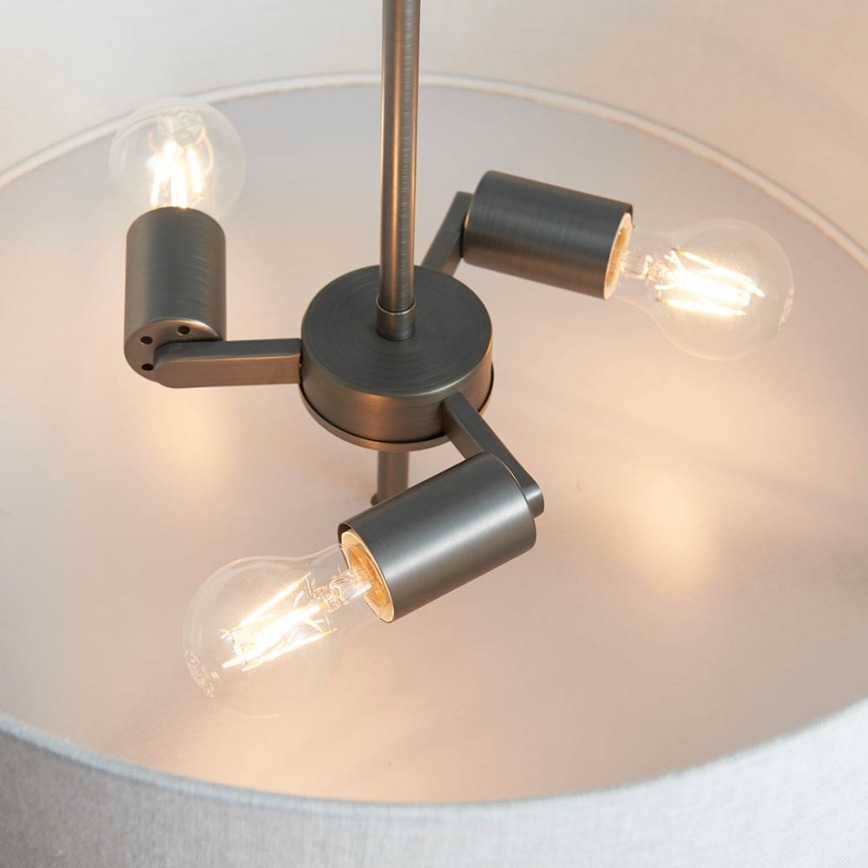 Endon 72635 - Candeeiro suspenso HAYFIELD 3xE27/40W/230V cromado mate/cinzento