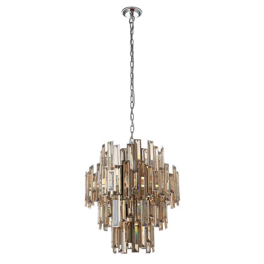 Endon 72744 - Candeeiro de cristal suspenso em corrente VIVIANA 12xE14/40W/230V cromo brilhante/fumado