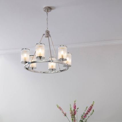 Endon 74128 - Candeeiro suspenso EASTON 6xE14/6W/230V cromado brilhante