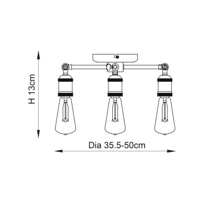 Endon 76124 - Spot halógeno 3xE27/10W/230V cromo fosco/cobre