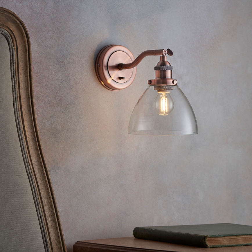 Endon 76334 - Aplique de parede direcional HANSEN 1xE14/40W/230V com acabamento em cobre